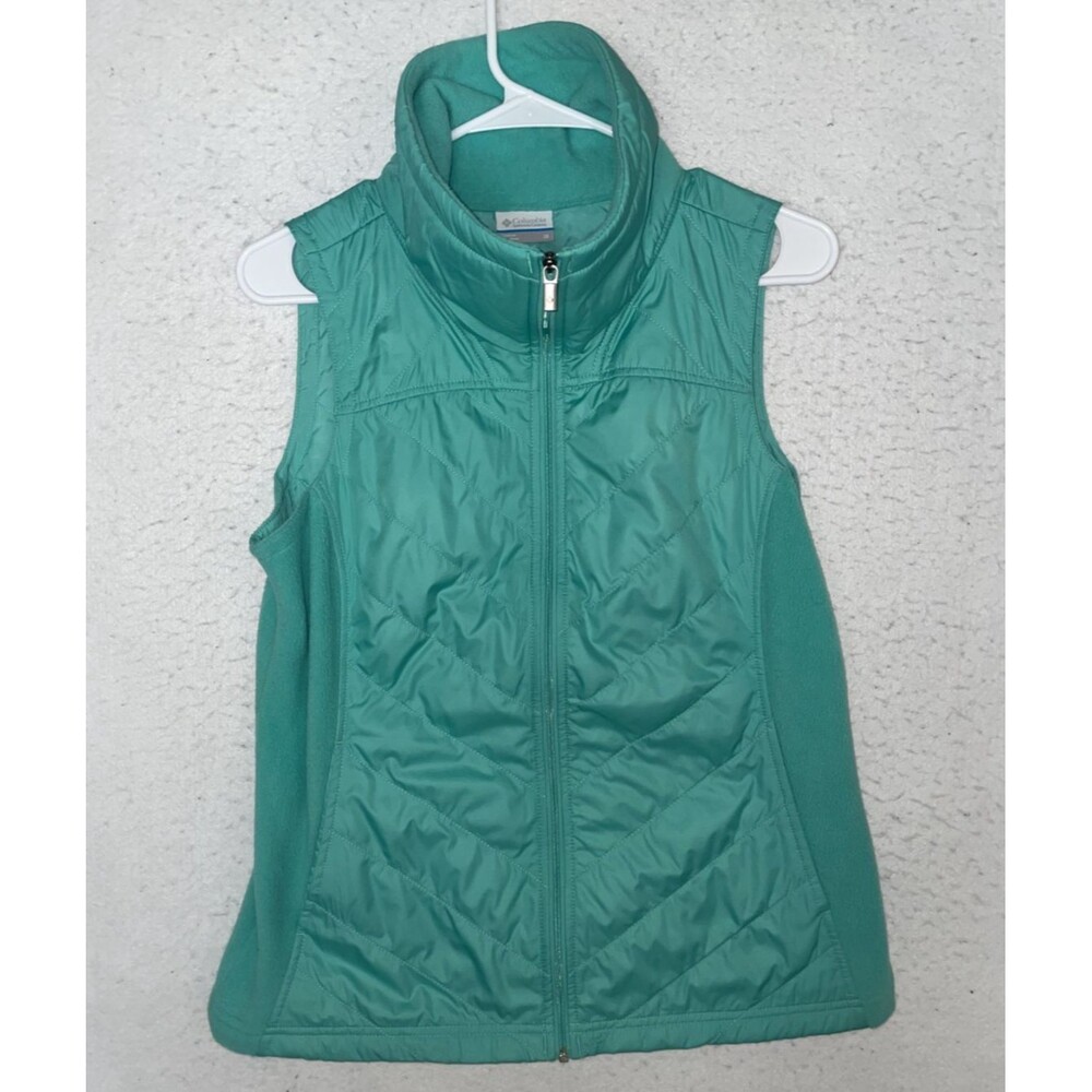 Columbia Womens Mint Green Full Zip Front with Pockets Vest M Puffer fleece